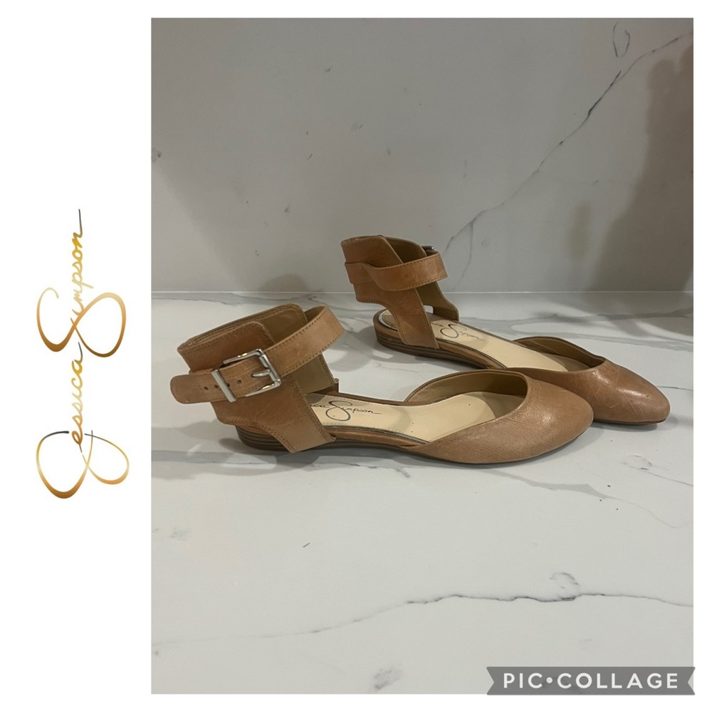 Jessica Simpson open back ankle strap flats size 9